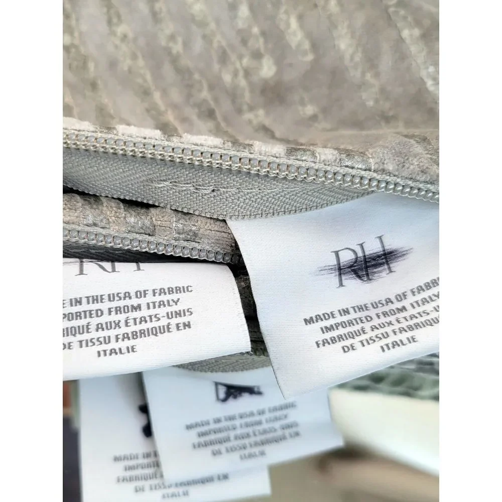 4 Restoration‎ Hardware Ratti Hand-Screened Velvet Pillow Covers Silver